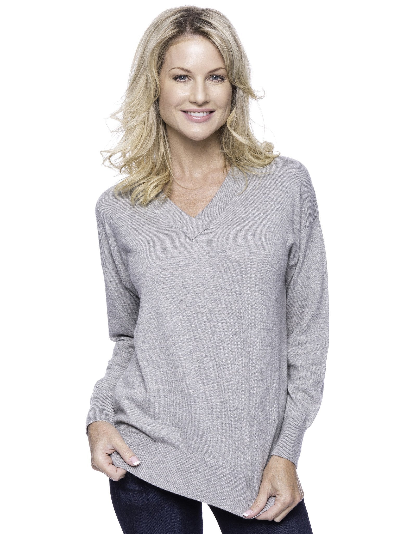 Box-Packaged Tocco Reale Women's Cashmere Blend Deep V-Neck Sweater