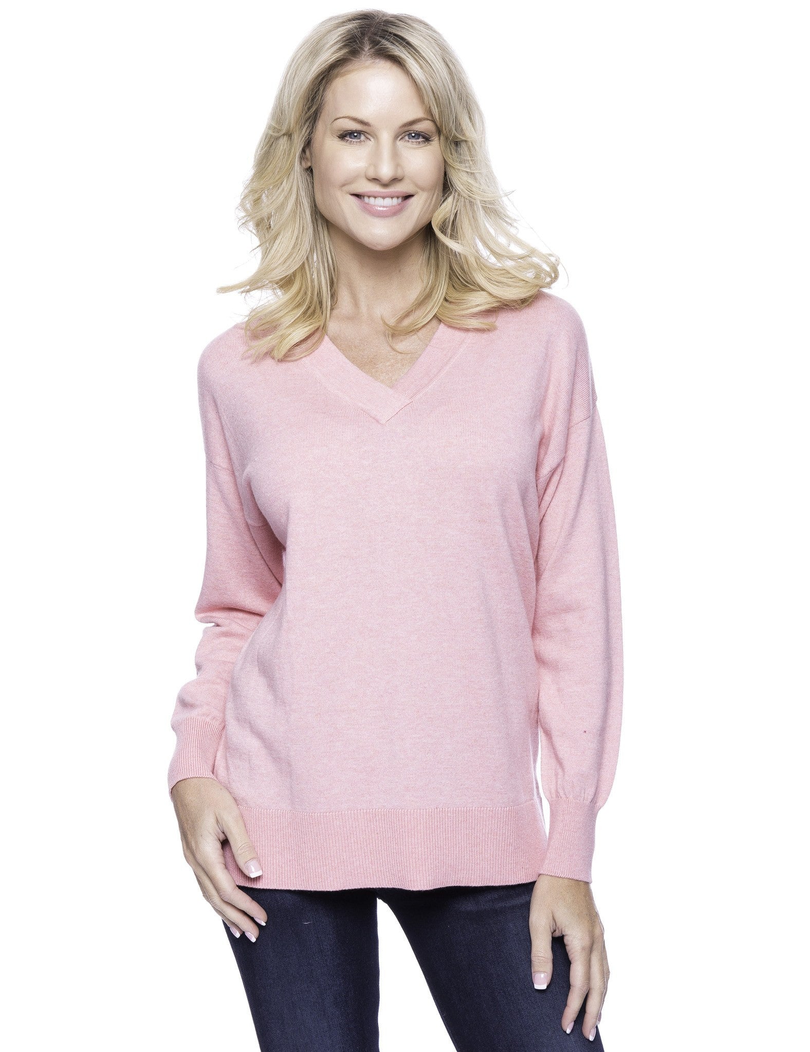 Box-Packaged Tocco Reale Women's Cashmere Blend Deep V-Neck Sweater