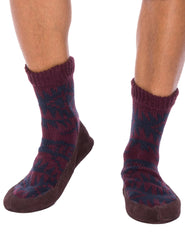 Men's Knit Moccassin Style Slipper Socks with Suede Sole