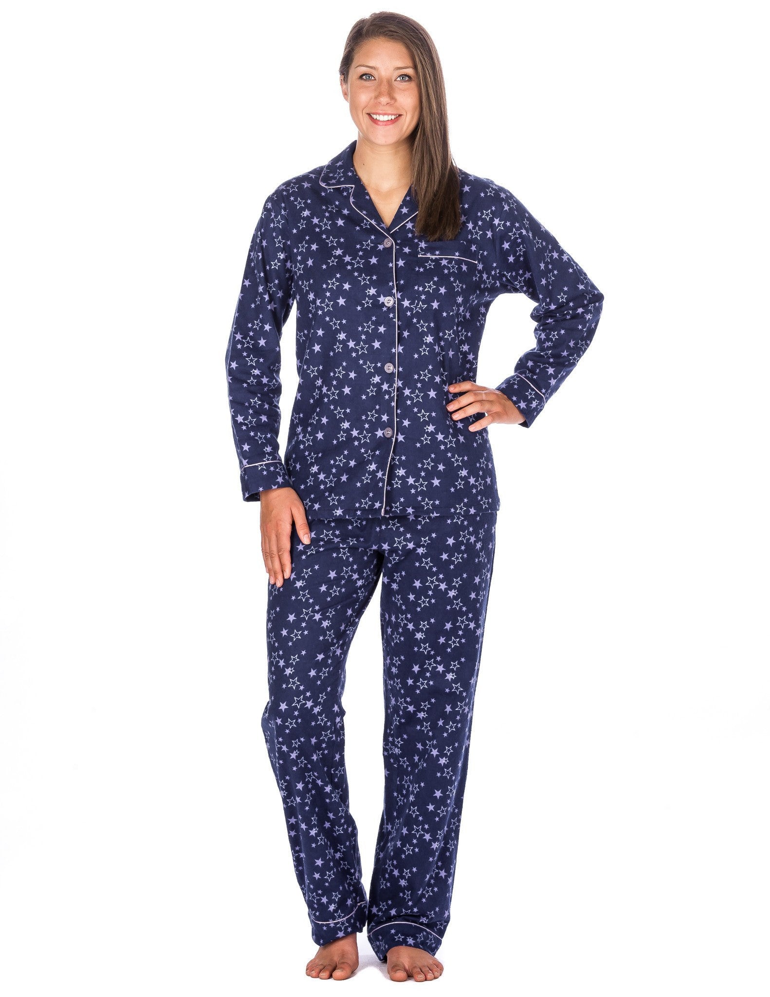 Women's Premium 100% Cotton Flannel Pajama Sleepwear Set (Relaxed