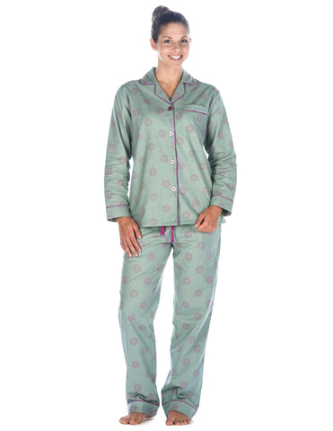 Women's Premium 100% Cotton Flannel Pajama Sleepwear Set (Relaxed Fit)