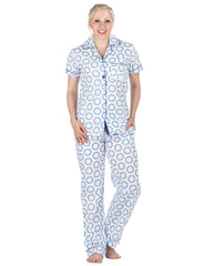 Women's Premium 100% Cotton Poplin Short Sleeve Pajama Set