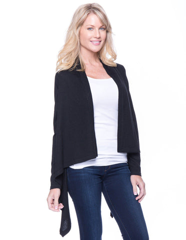Box-Packaged Tocco Reale Women's Wool Blend Open Cardigan - Black