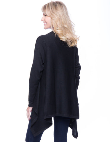 Box-Packaged Tocco Reale Women's Wool Blend Open Cardigan - Black