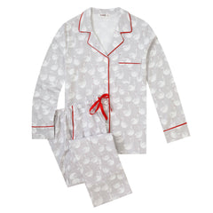 Flannel People Women Pajamas Set - 100% Cotton Flannel Pajamas Women Warm PJs Set - Swans - Gray-White