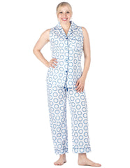 Women's Premium 100% Cotton Poplin Sleeveless Pajama Set