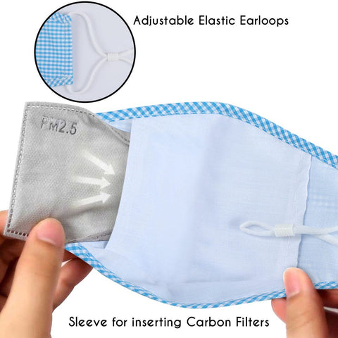 Fabric Face Mask Washable with Carbon Filter PM2.5 - Reusable Cloth Face Masks