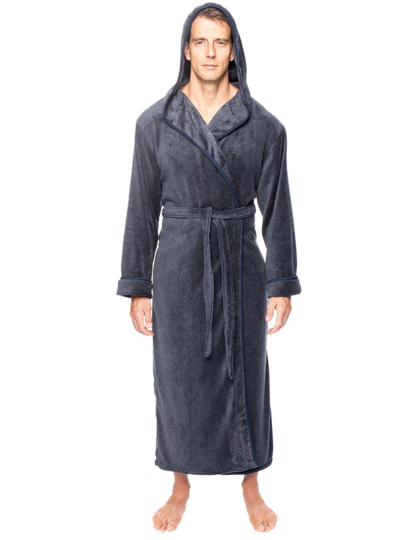 Men's Premium Coral Fleece Long Hooded Plush Spa/Bath Robe