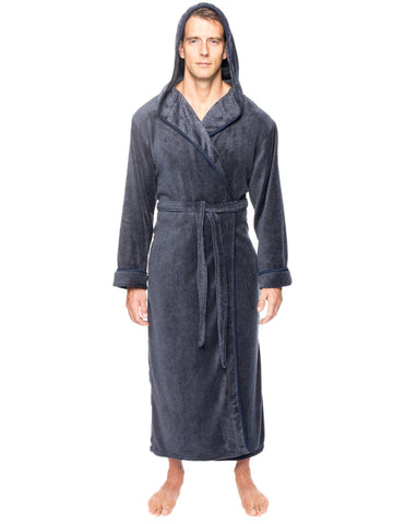 Men's Premium Coral Fleece Long Hooded Plush Spa/Bath Robe