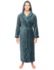 Men's Premium Coral Fleece Long Hooded Plush Spa/Bath Robe