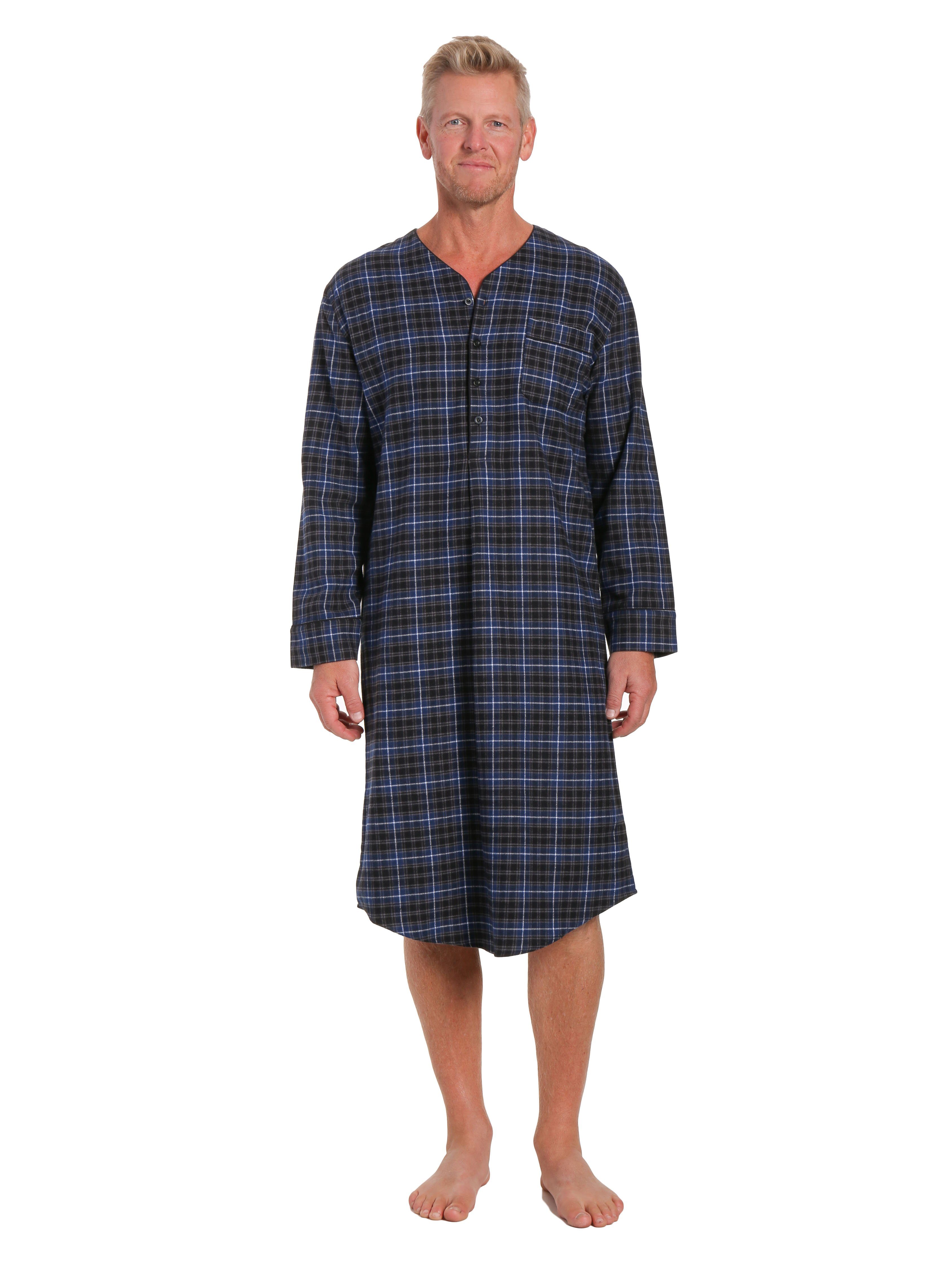 Mens Nightshirt - 100% Cotton Flannel Mens Nightshirts for