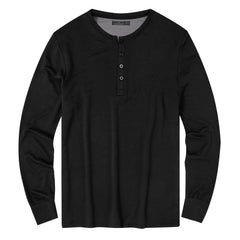 Men's Jersey Knit French Terry Long Sleeve Henley Top