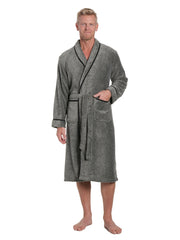 Luxurious Noble Mount Men's Coral Fleece Plush Robe with Shawl Collar - Soft, Warm, and Cozy Full-Length Bathrobe with Pockets and Tie Belt
