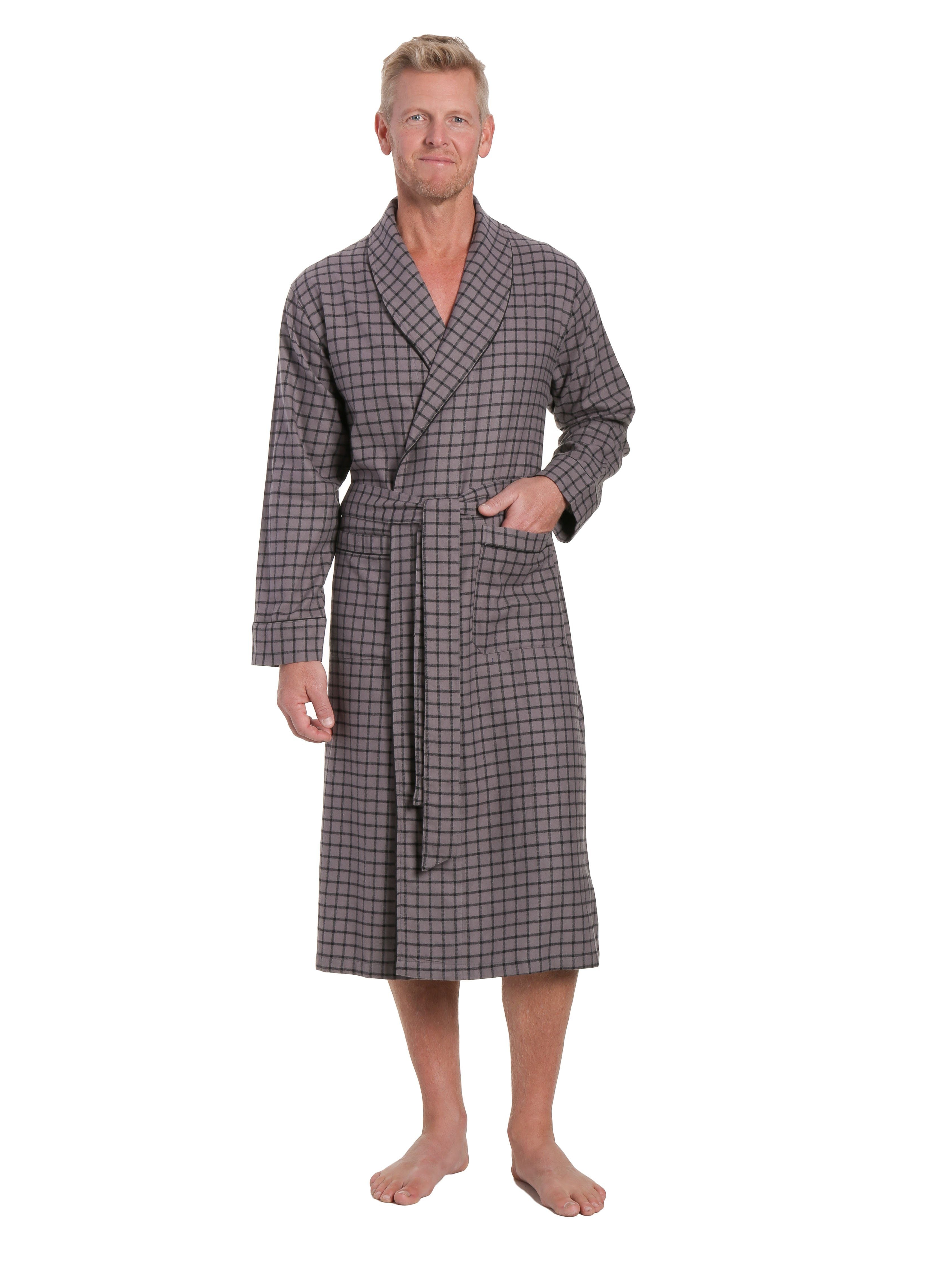 Mens Robe - Premium 100% Cotton Flannel Robe