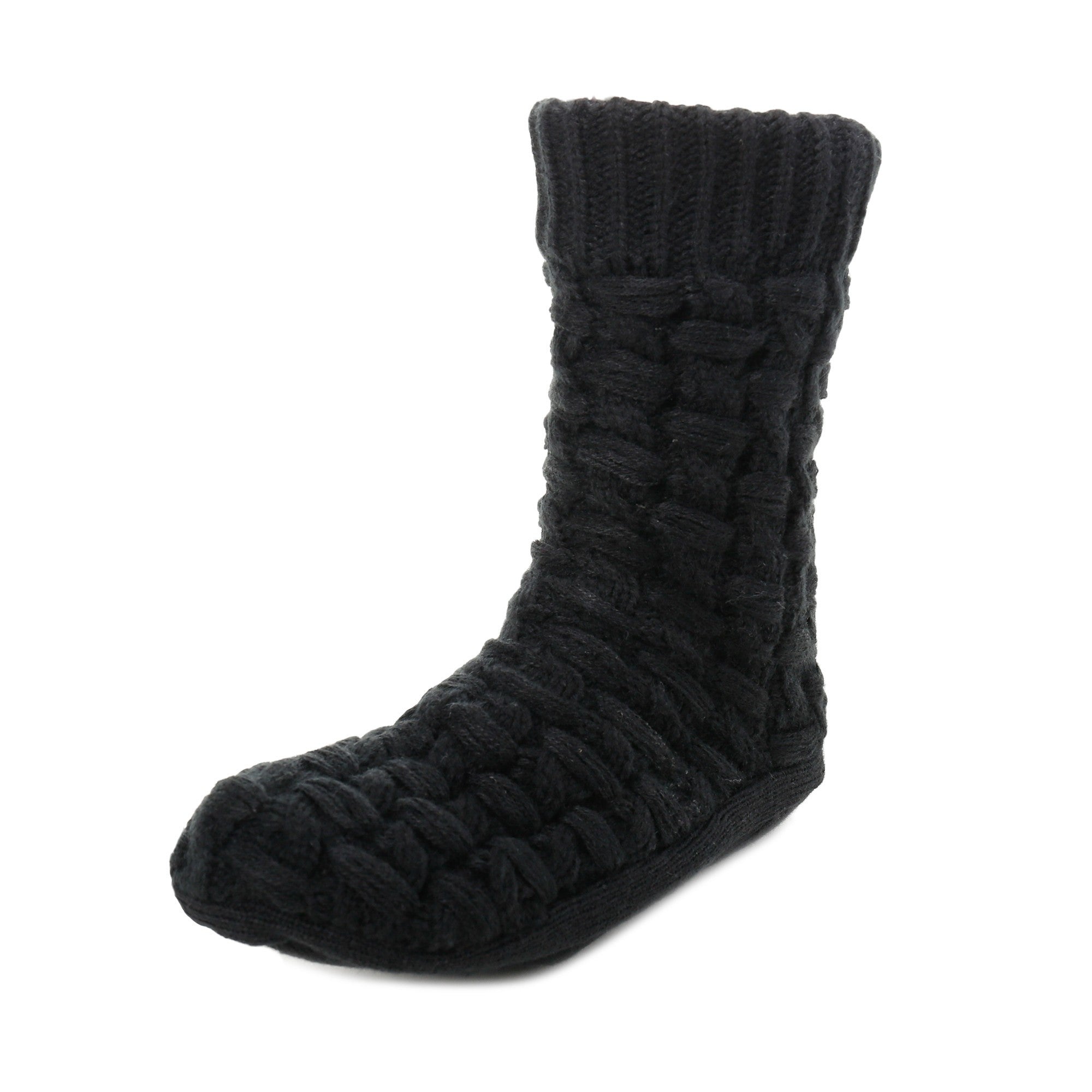 Men's Thick Basket Weave No-Skid Slipper Socks