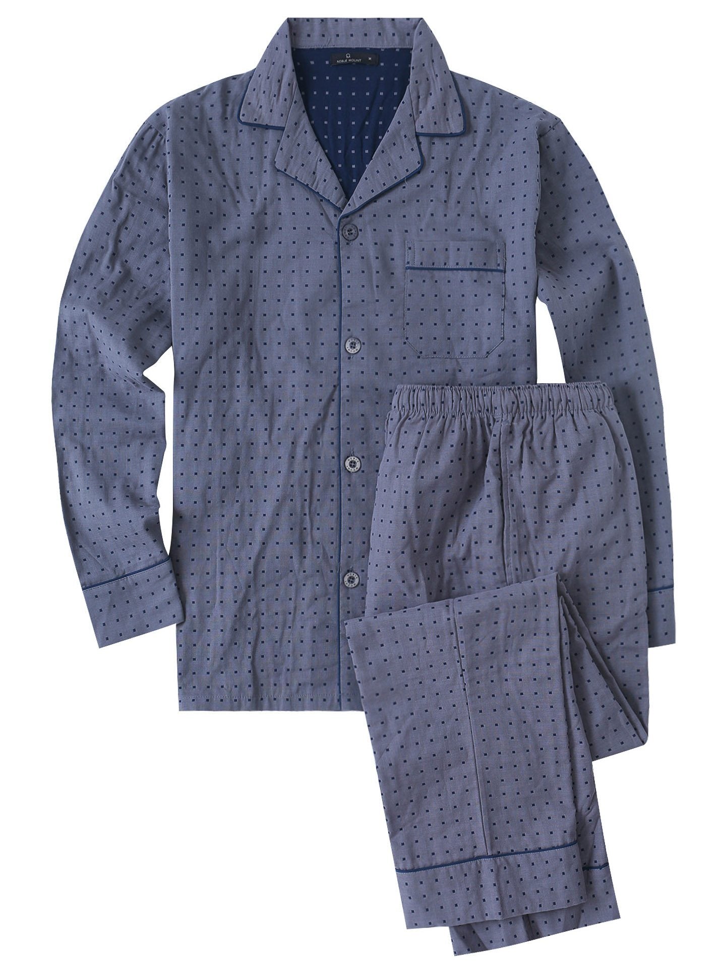 Mens Cotton Woven Double Layer Soft Pajama Sleepwear Set