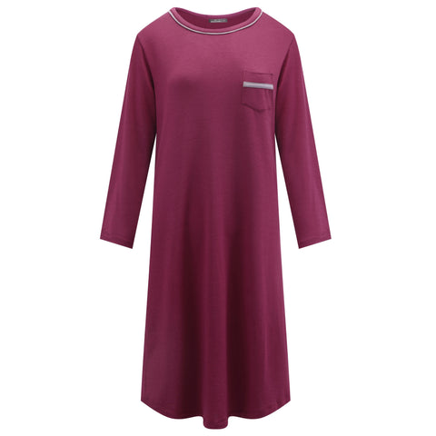 Women's Jersey Knit French Terry Sleep Dress (3/4 Sleeve)