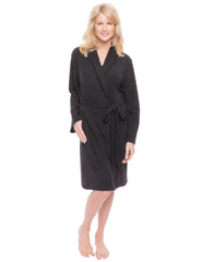 Women's Cozy Rib Knit Jersey Knee-Length Soft Robe