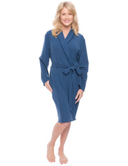 Women's Cozy Rib Knit Jersey Knee-Length Soft Robe