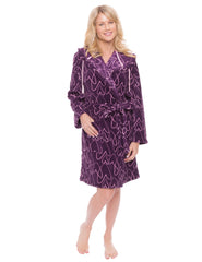 Women's Premium Coral Fleece Plush Spa/Bath Short Hooded Robe