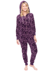 Women's Premium Coral Fleece Plush Hooded Onesie Pajama