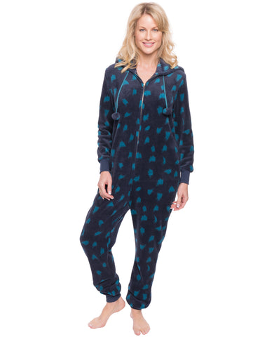 Women's Premium Coral Fleece Plush Hooded Onesie Pajama