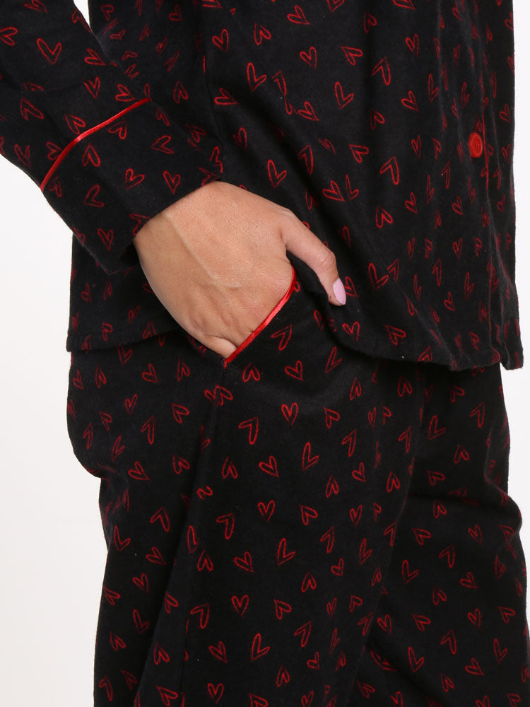 Doodle Hearts Black-Red
