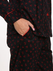 Doodle Hearts Black-Red