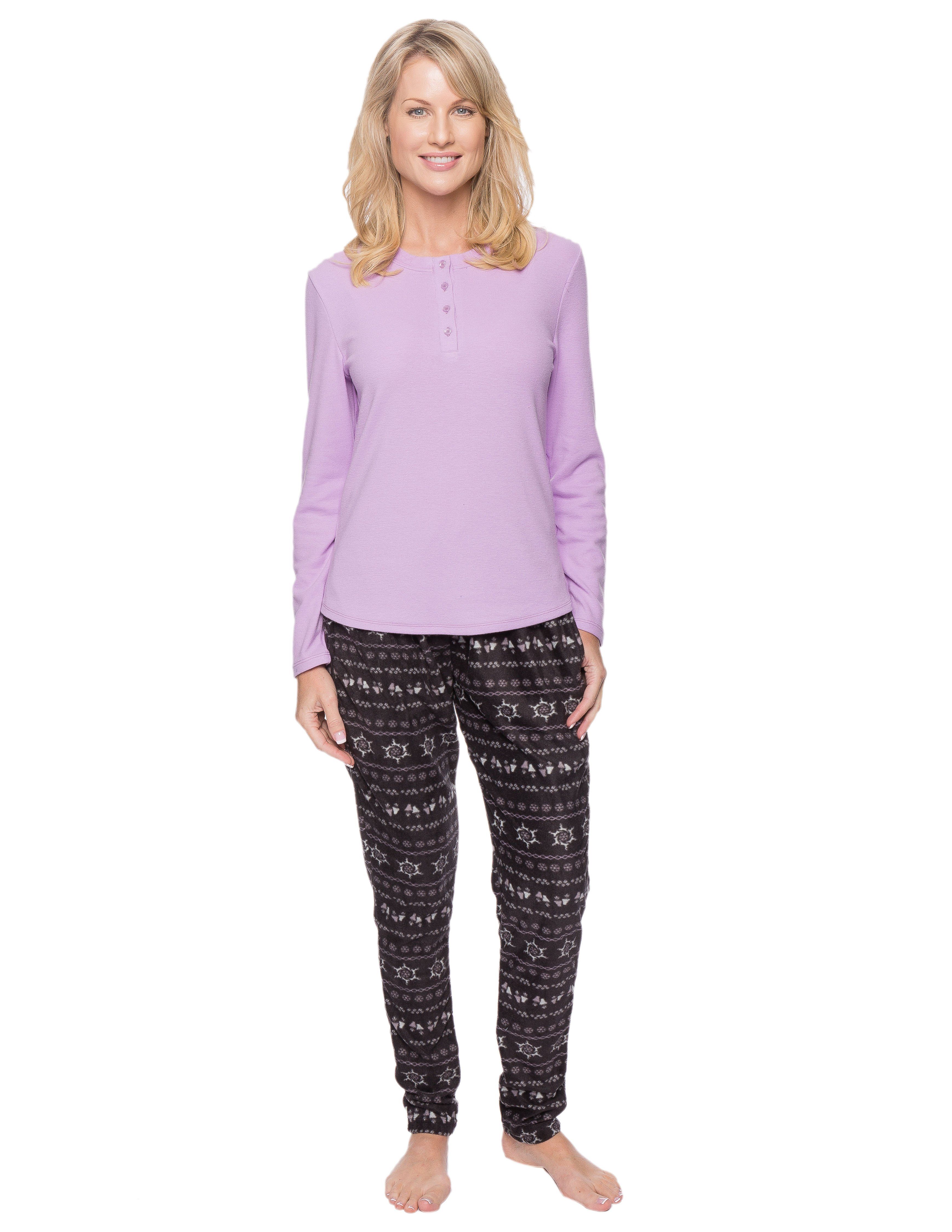 Womens Microfleece Lounge Set With Tapered Pants