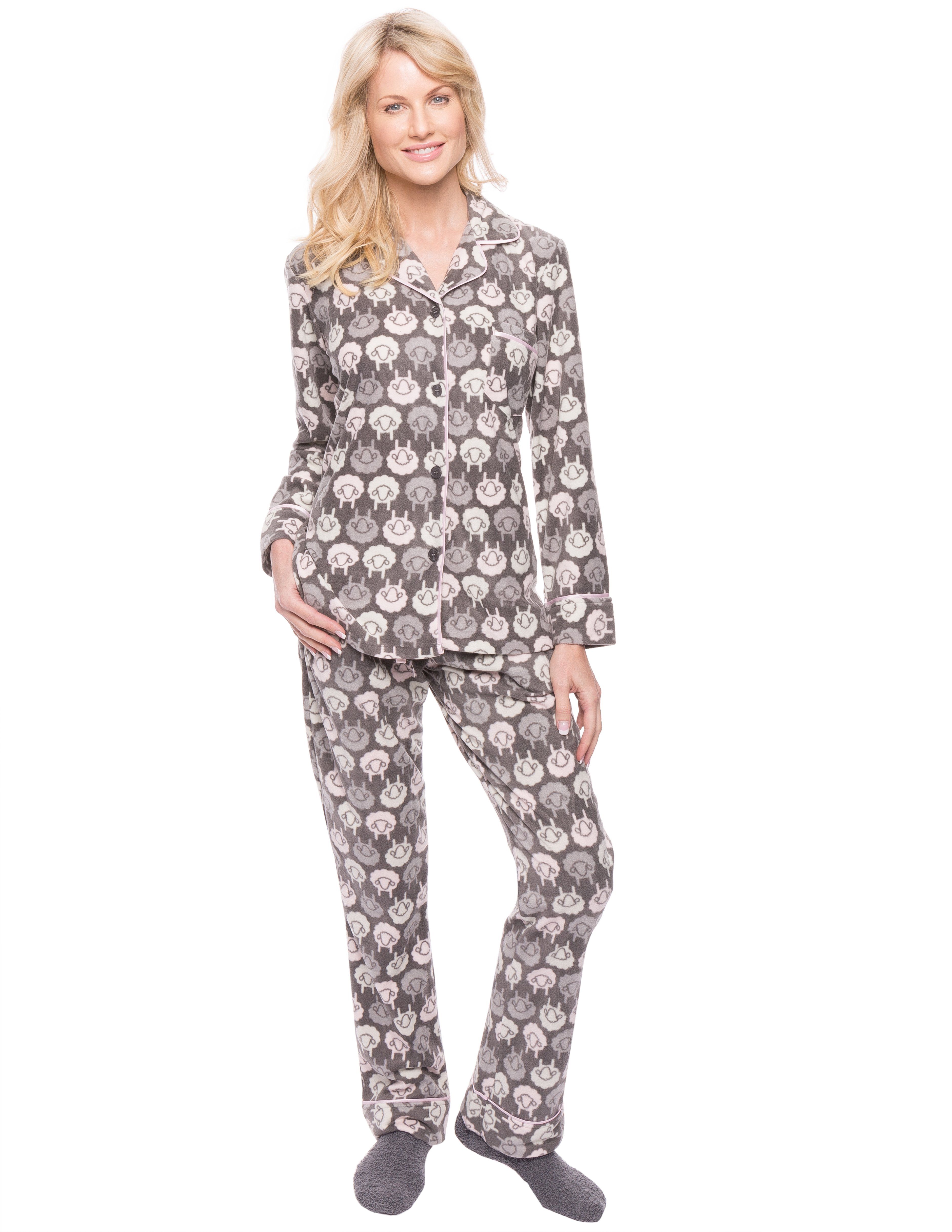 Womens Microfleece Pajama Sleepwear Set