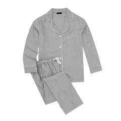 Womens 100% Cotton Poplin Pajama Set with Pockets