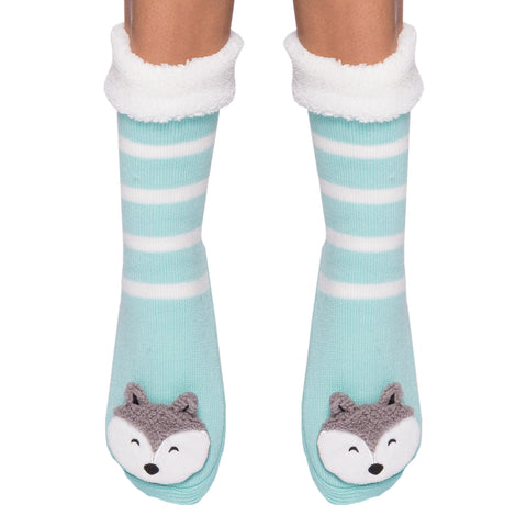 Women's Cute Knit Animal Face Slipper Socks