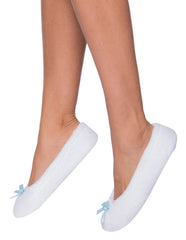 Women's Premium Coral Fleece Plush Ballet Slipper with Bow Detail