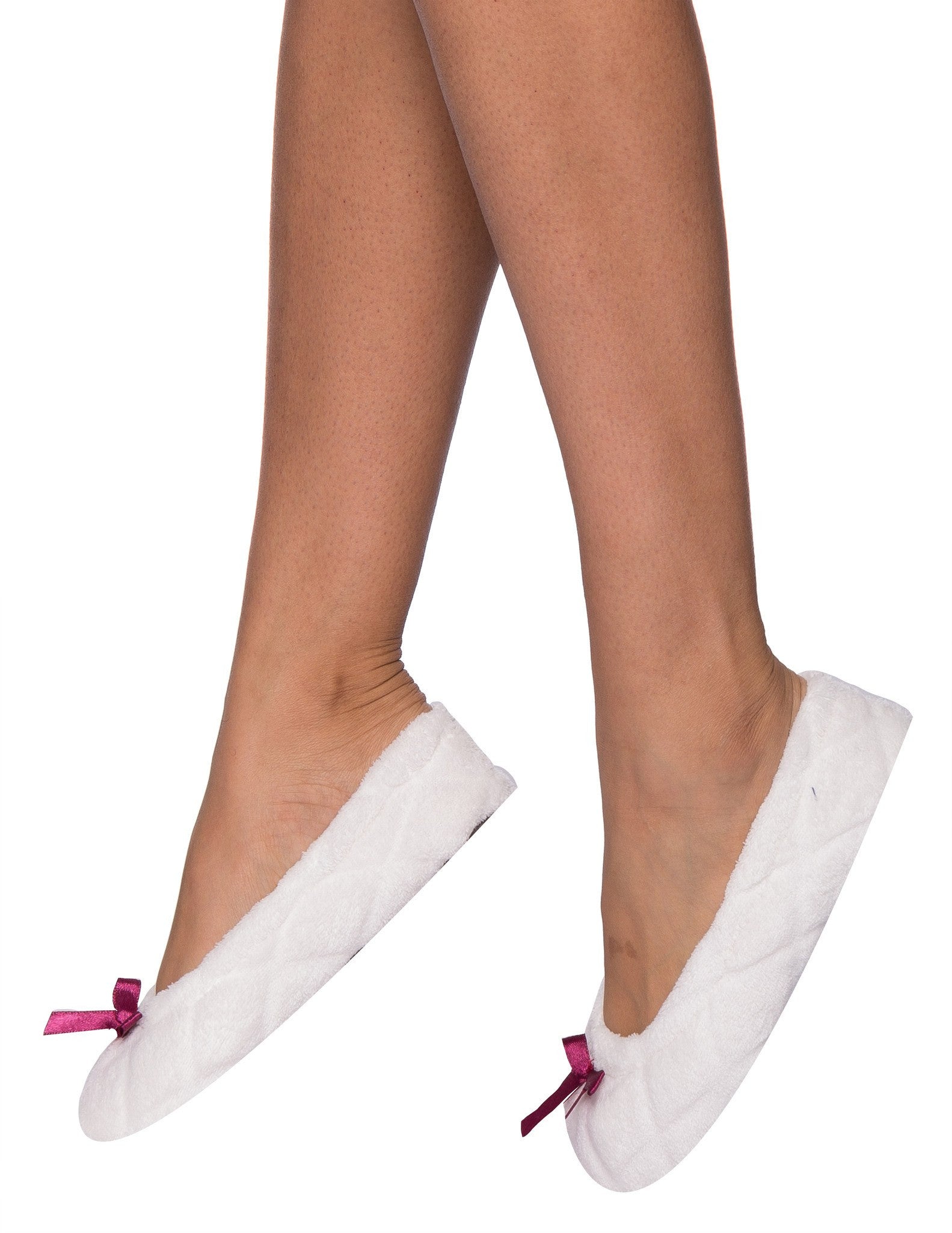 Women's Premium Coral Fleece Plush Ballet Slipper with Bow Detail