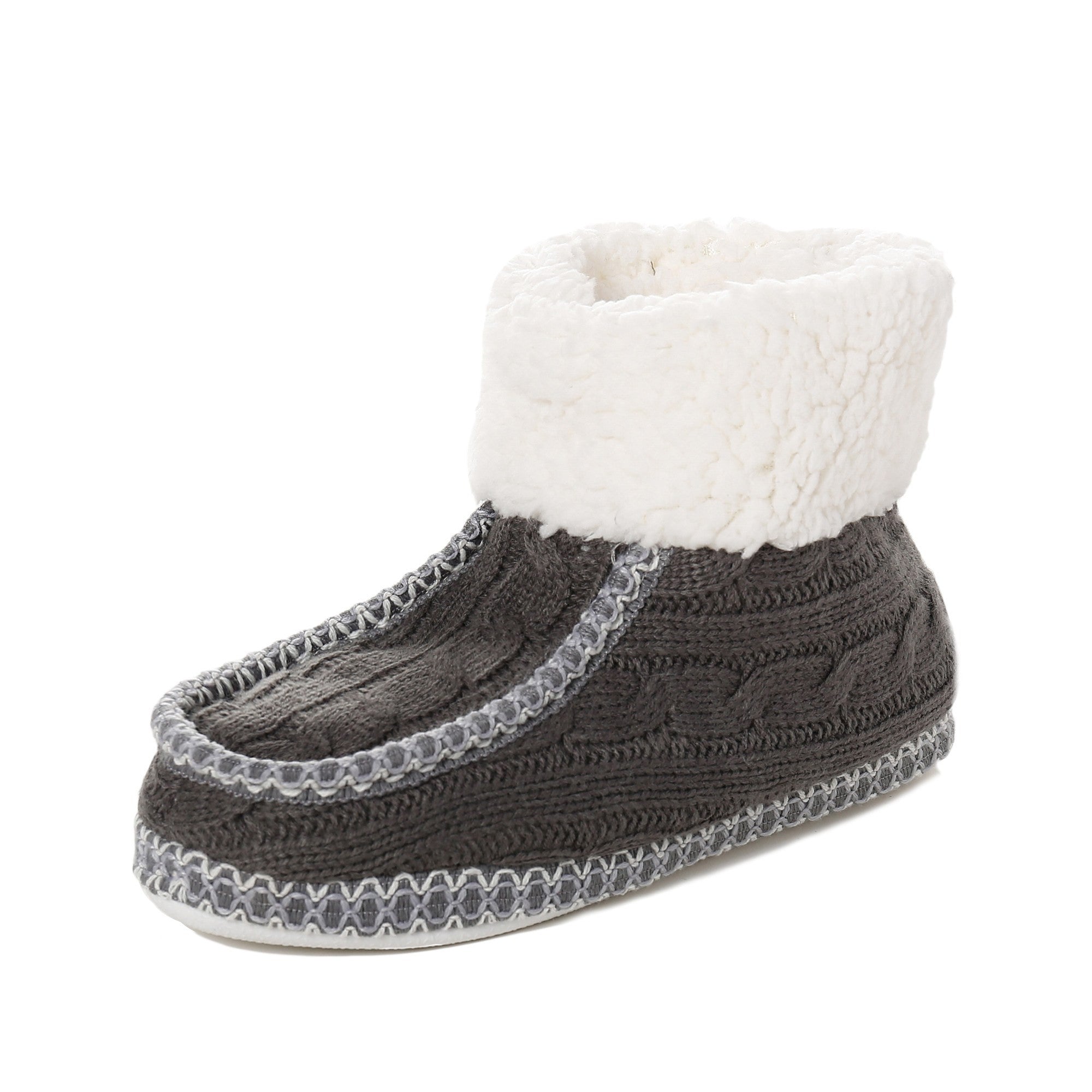 Women's Cable Knit Boot Moccasin Slipper