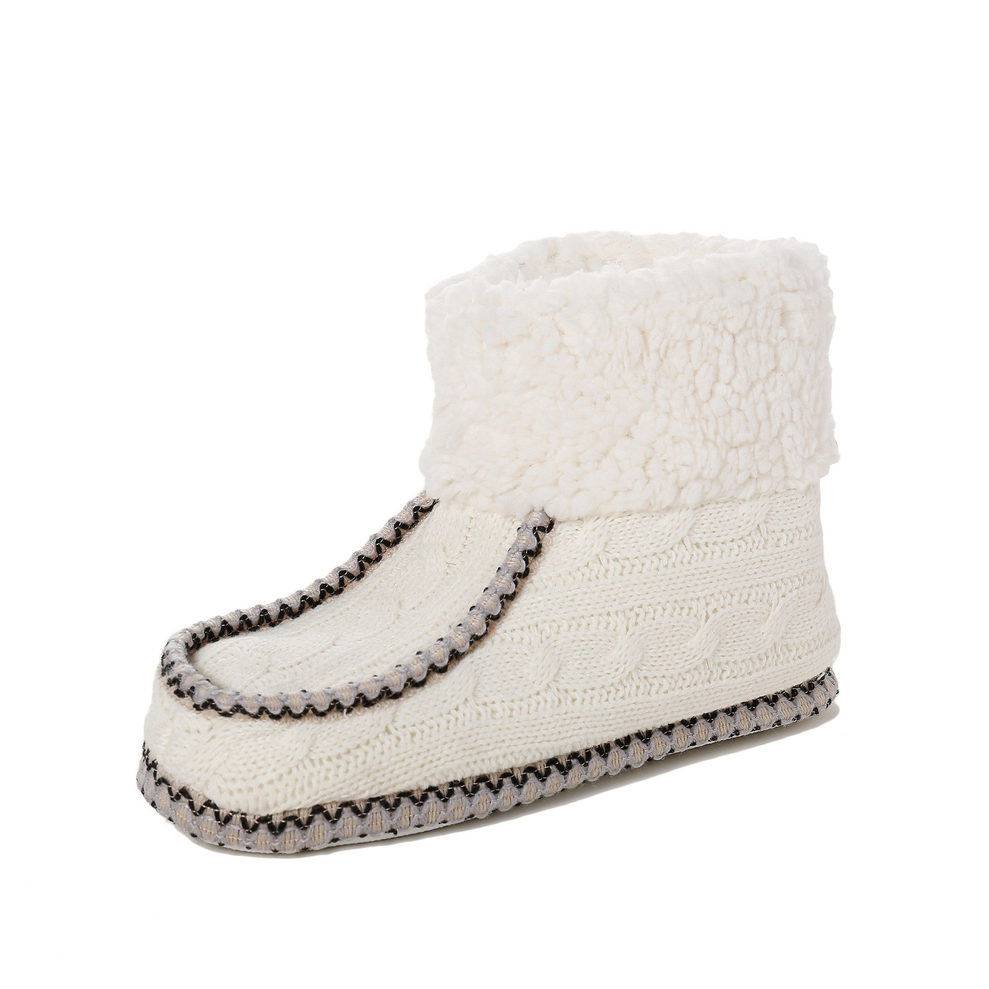 Women's Cable Knit Boot Moccasin Slipper