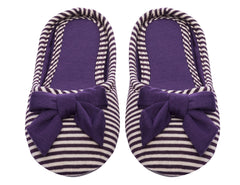 Women's Slip On Striped Slipper with Accent Bow