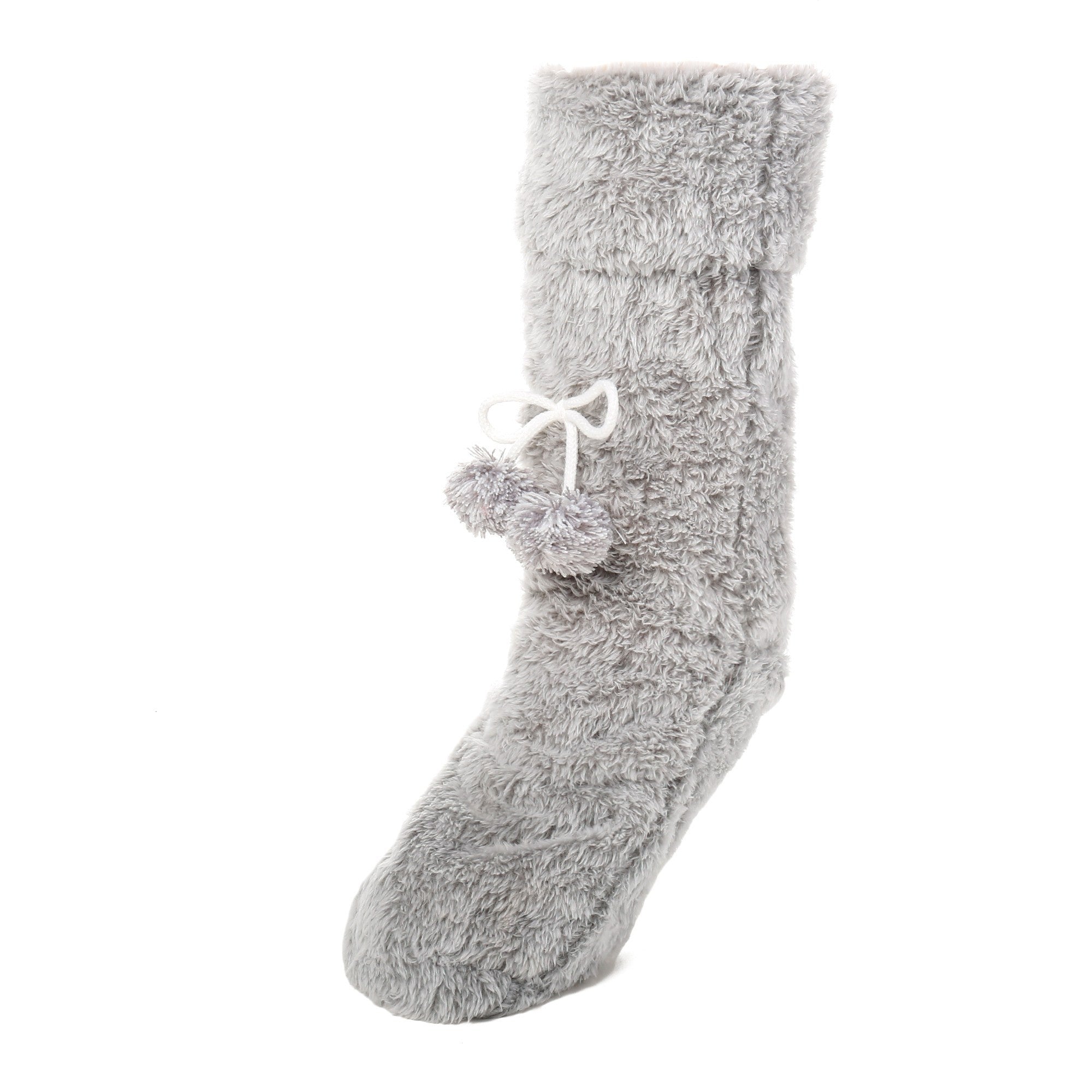 Blue Snowflake Sherpa Pom Pom Fluffy Slipper Socks | In The Style USA