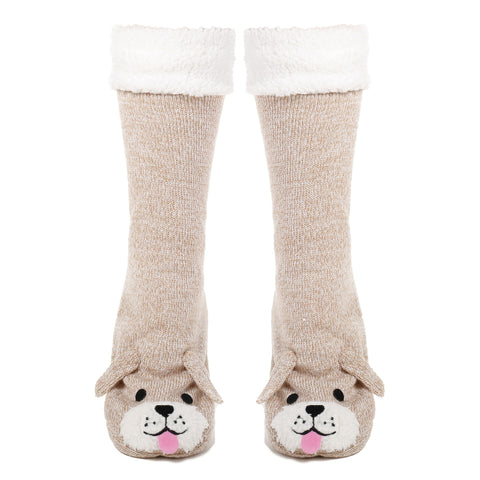 Women's Cute Knit Dog Slipper Socks