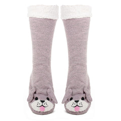 Women's Cute Knit Dog Slipper Socks