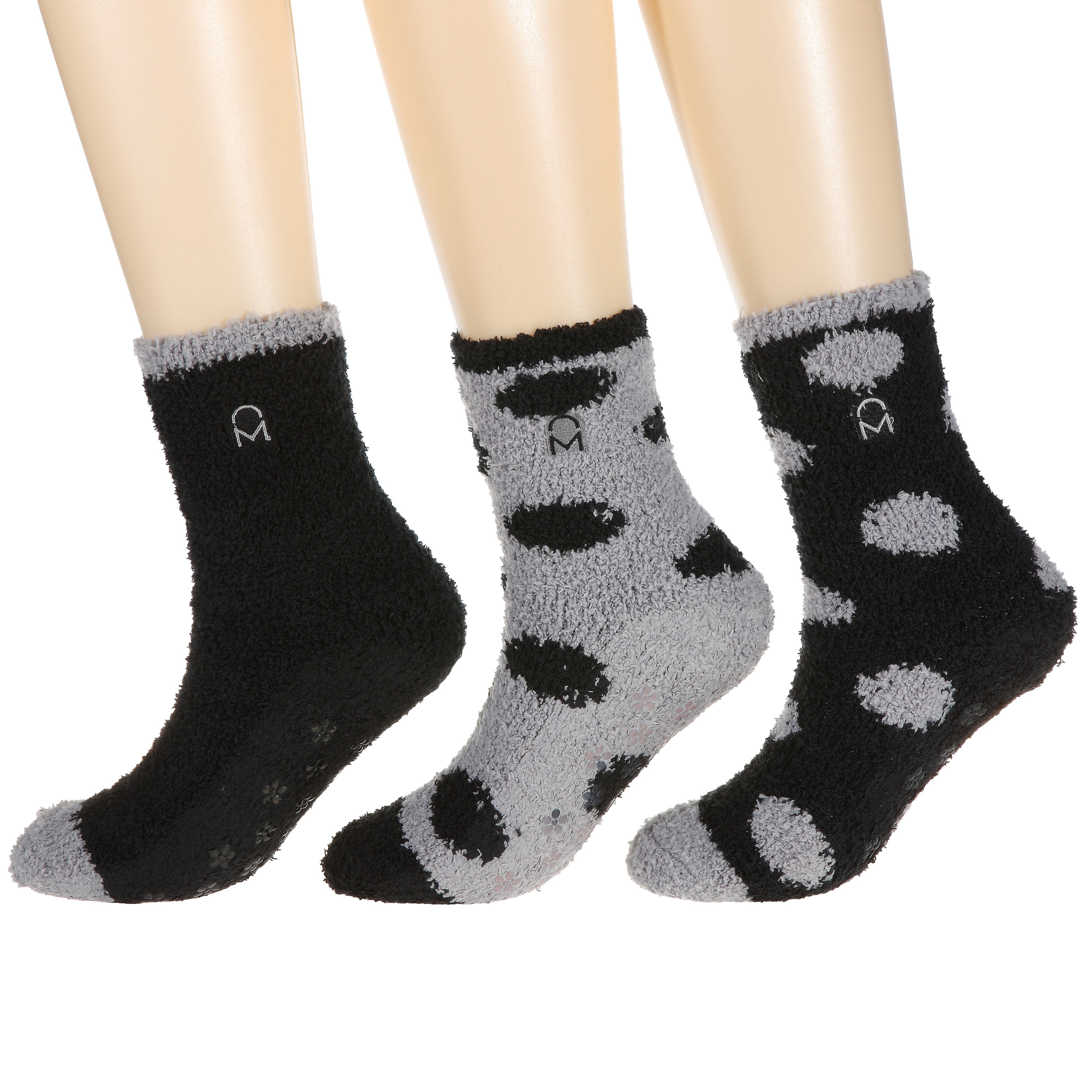 Women's (3 Pairs) Soft Anti-Skid Fuzzy Winter Crew Socks
