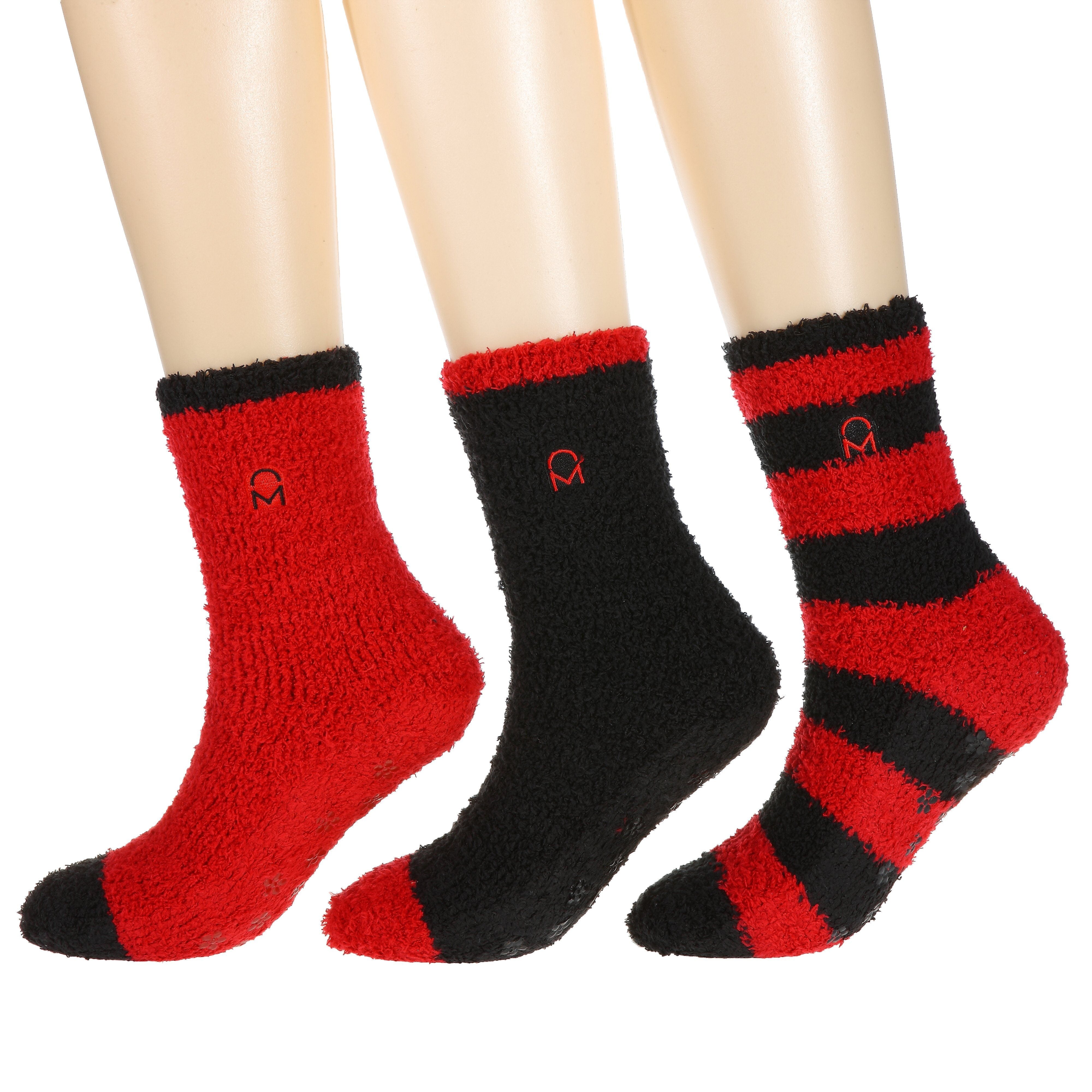 Women's (3 Pairs) Soft Anti-Skid Fuzzy Winter Crew Socks