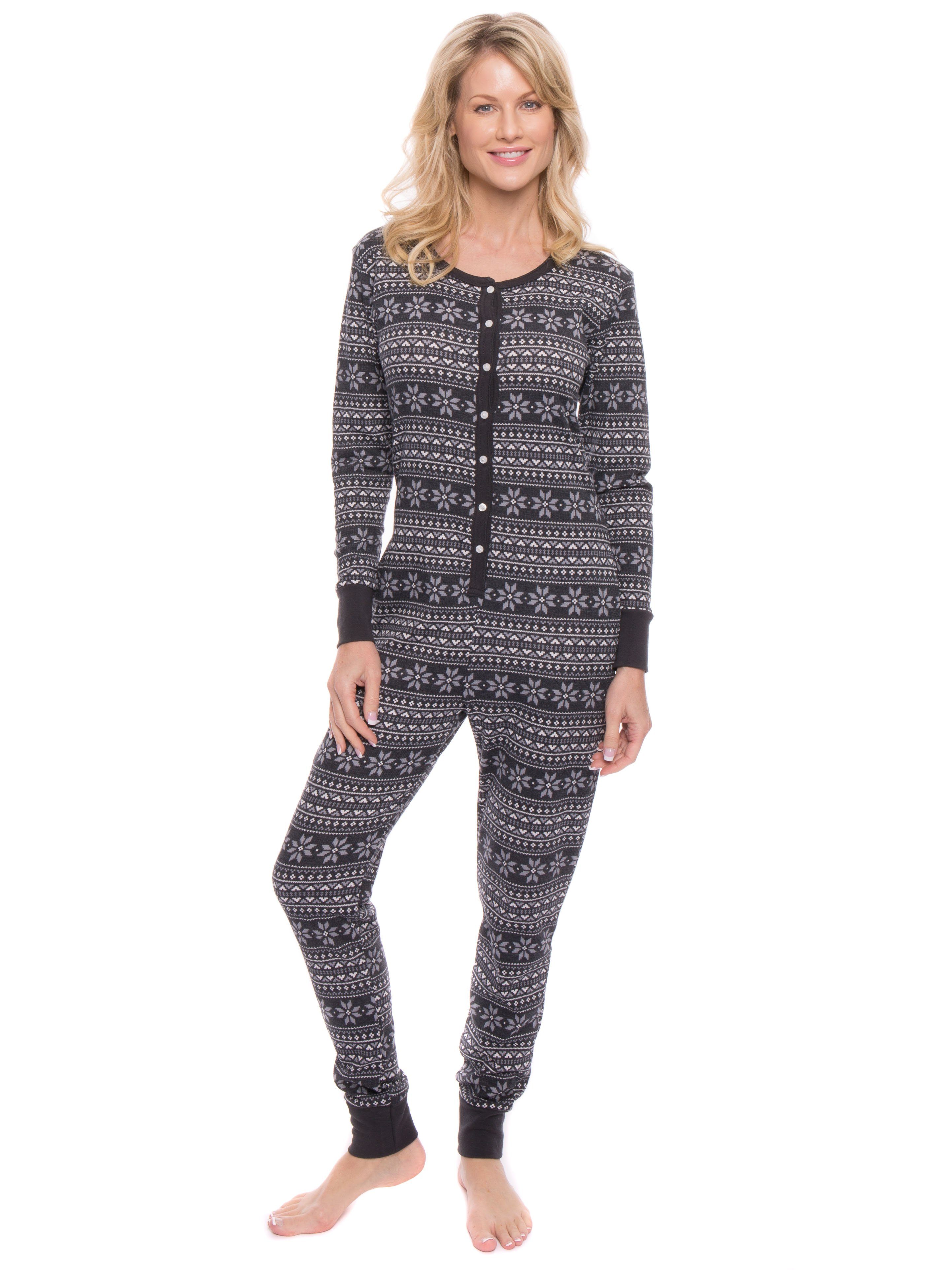 Women's Waffle Knit Thermal Onesie Pajama – Noble Mount