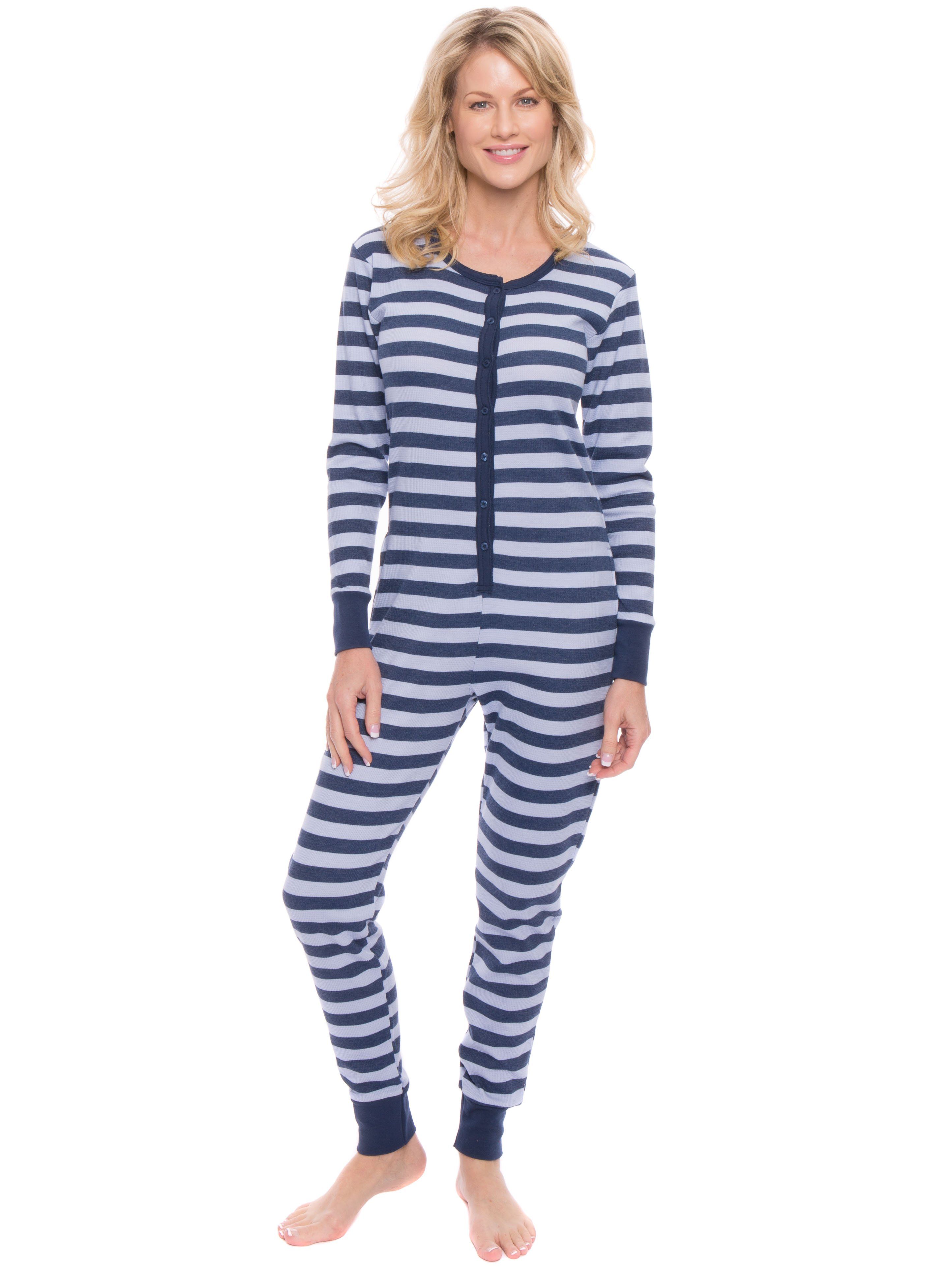 Women's Waffle Knit Thermal Onesie Pajama