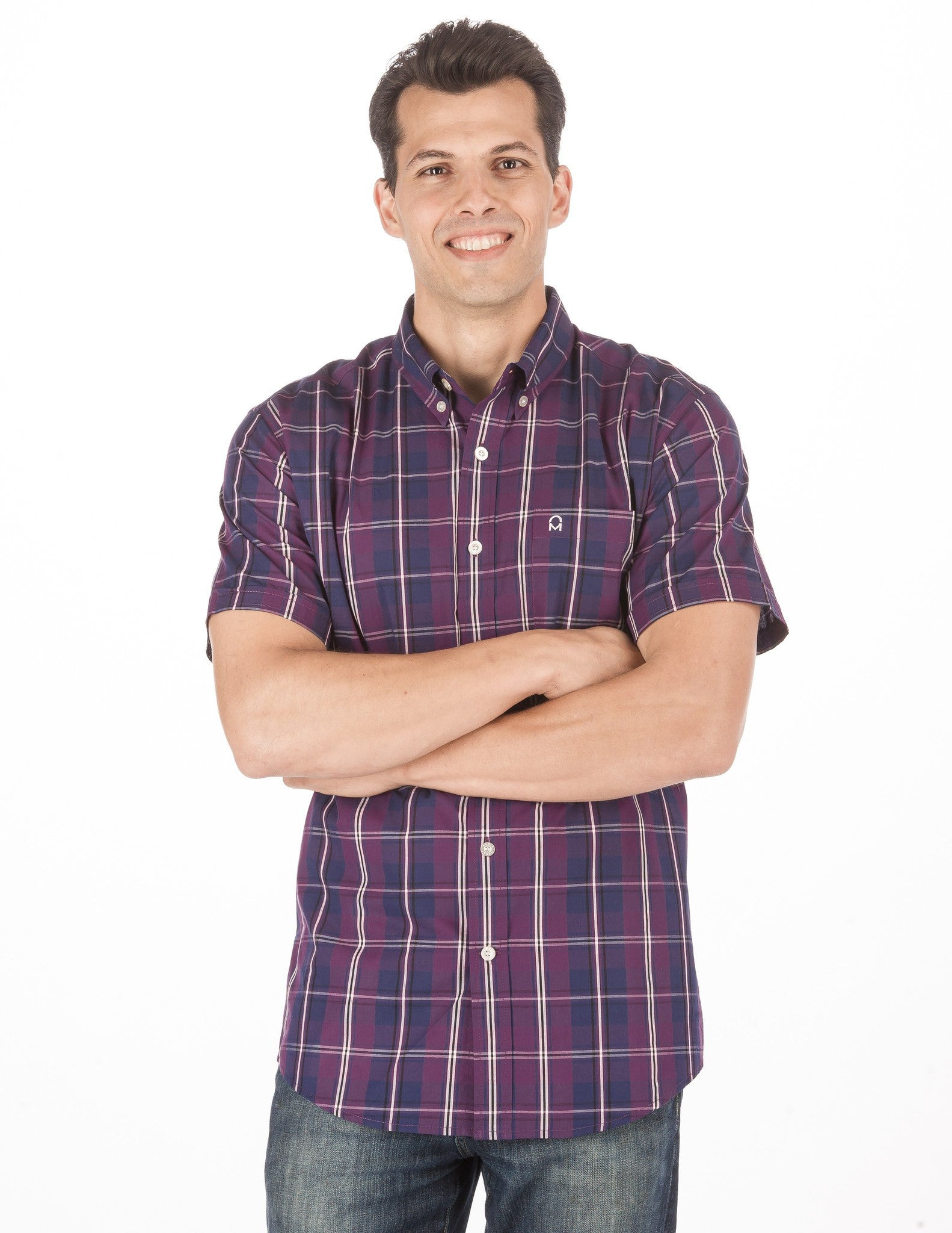 Men's 100% Cotton Casual Short Sleeve Shirt - Regular Fit
