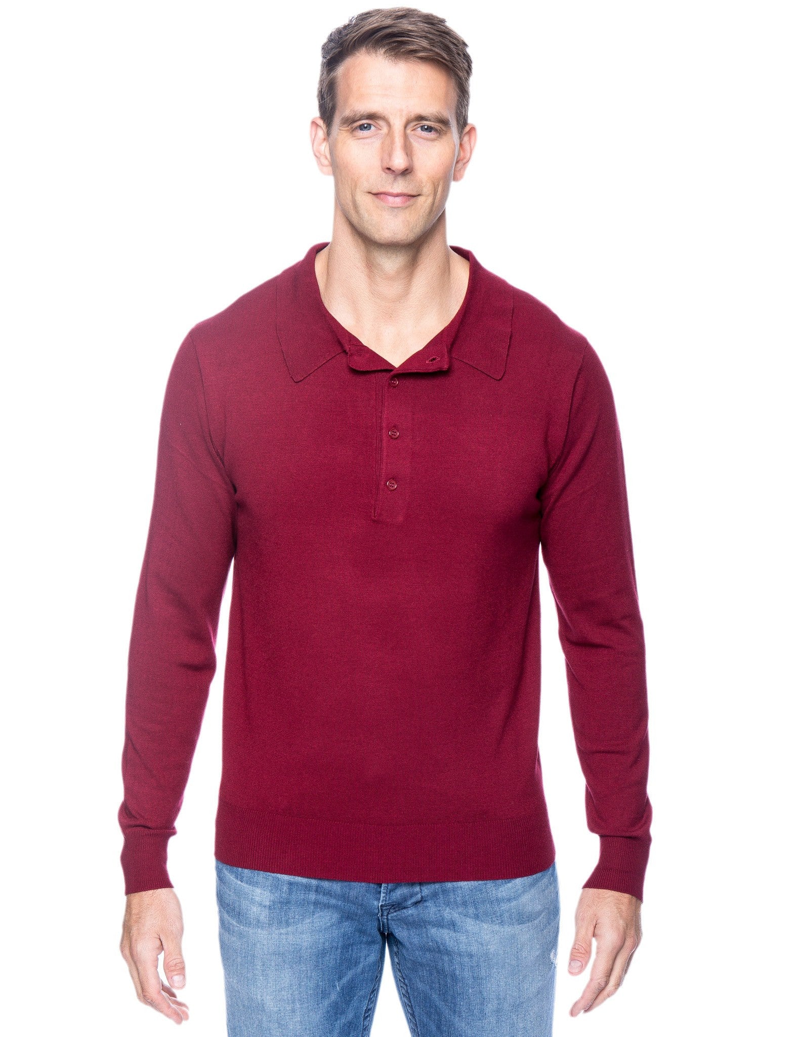 Box-Packaged Tocco Reale Men's Classic Knit Long Sleeve Polo Sweater