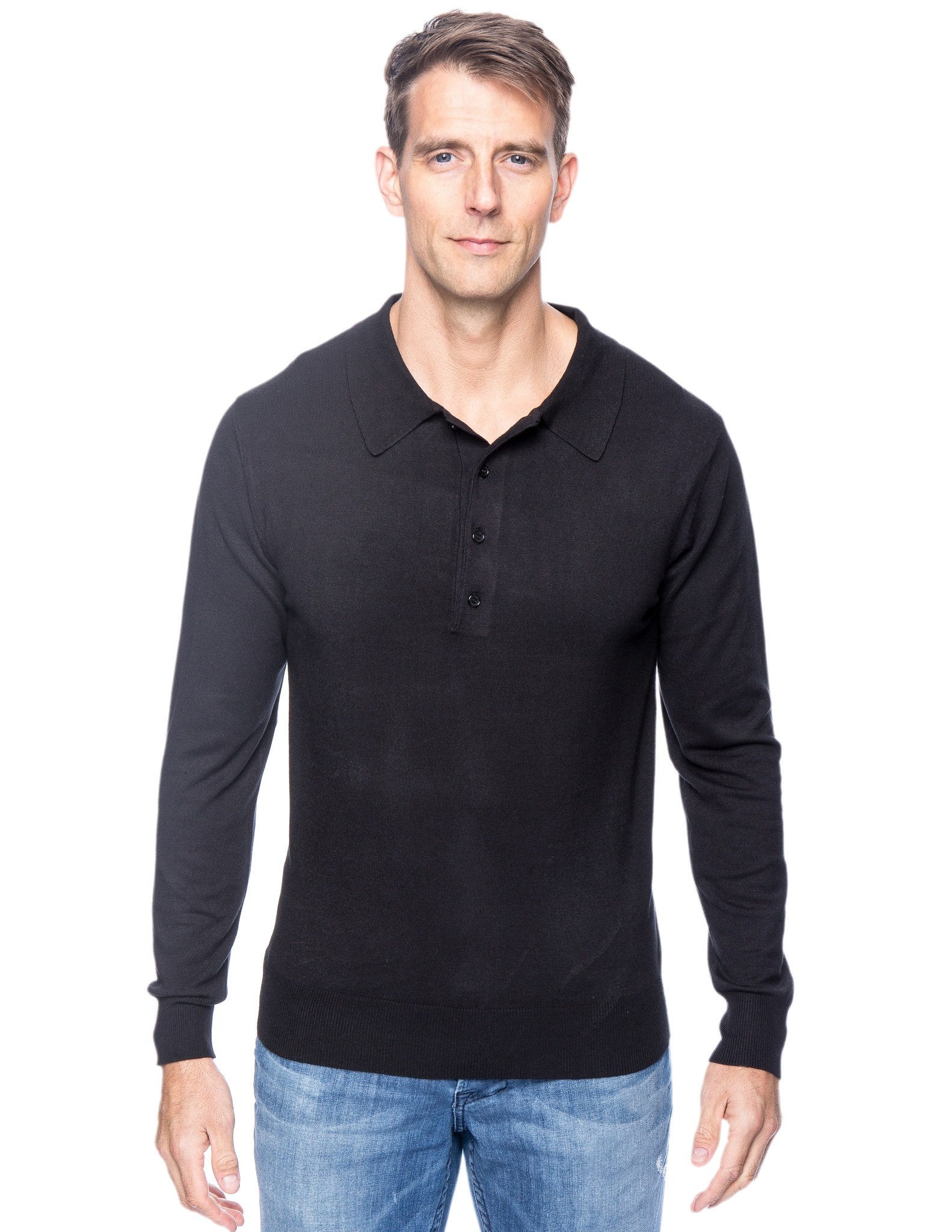 Box-Packaged Tocco Reale Men's Classic Knit Long Sleeve Polo Sweater