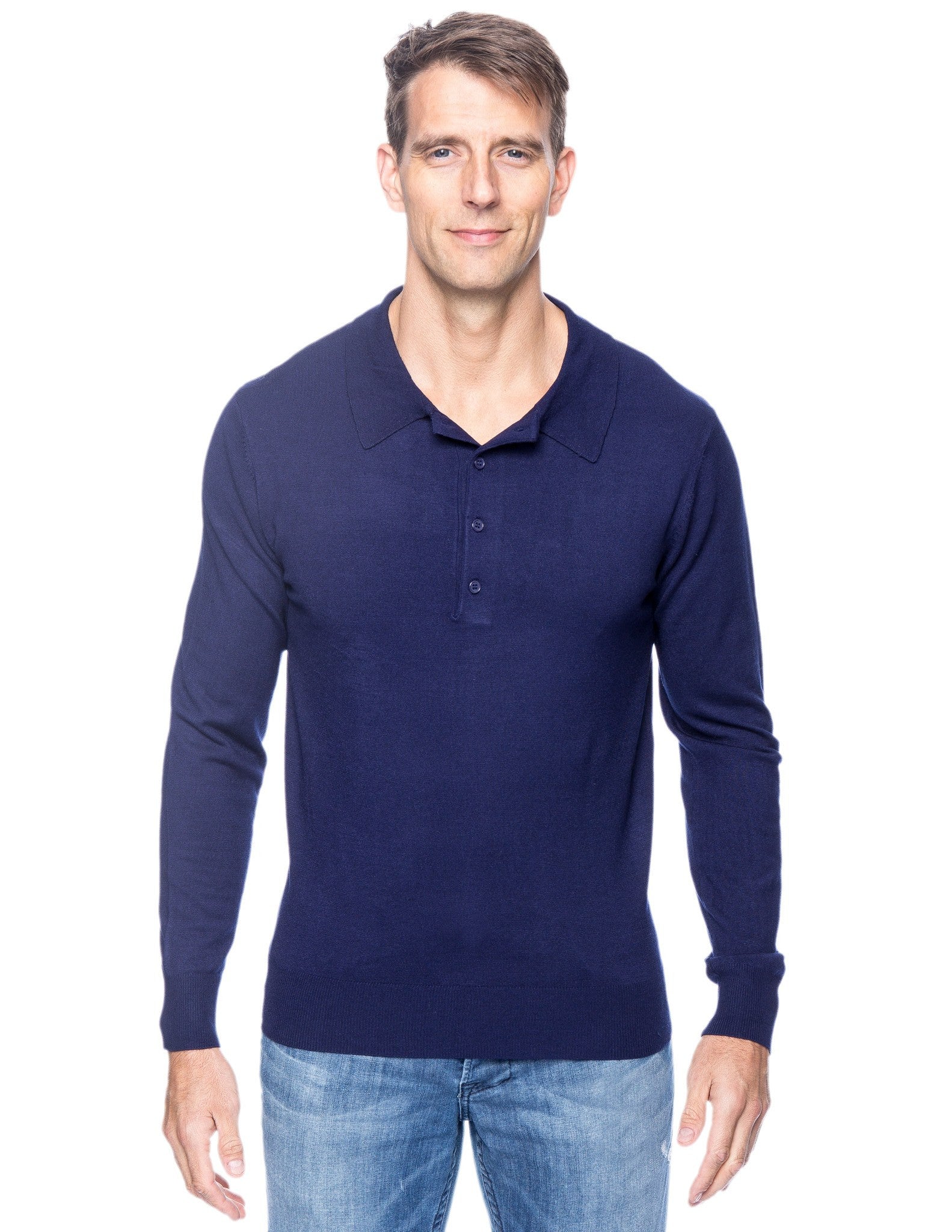 Box-Packaged Tocco Reale Men's Classic Knit Long Sleeve Polo Sweater