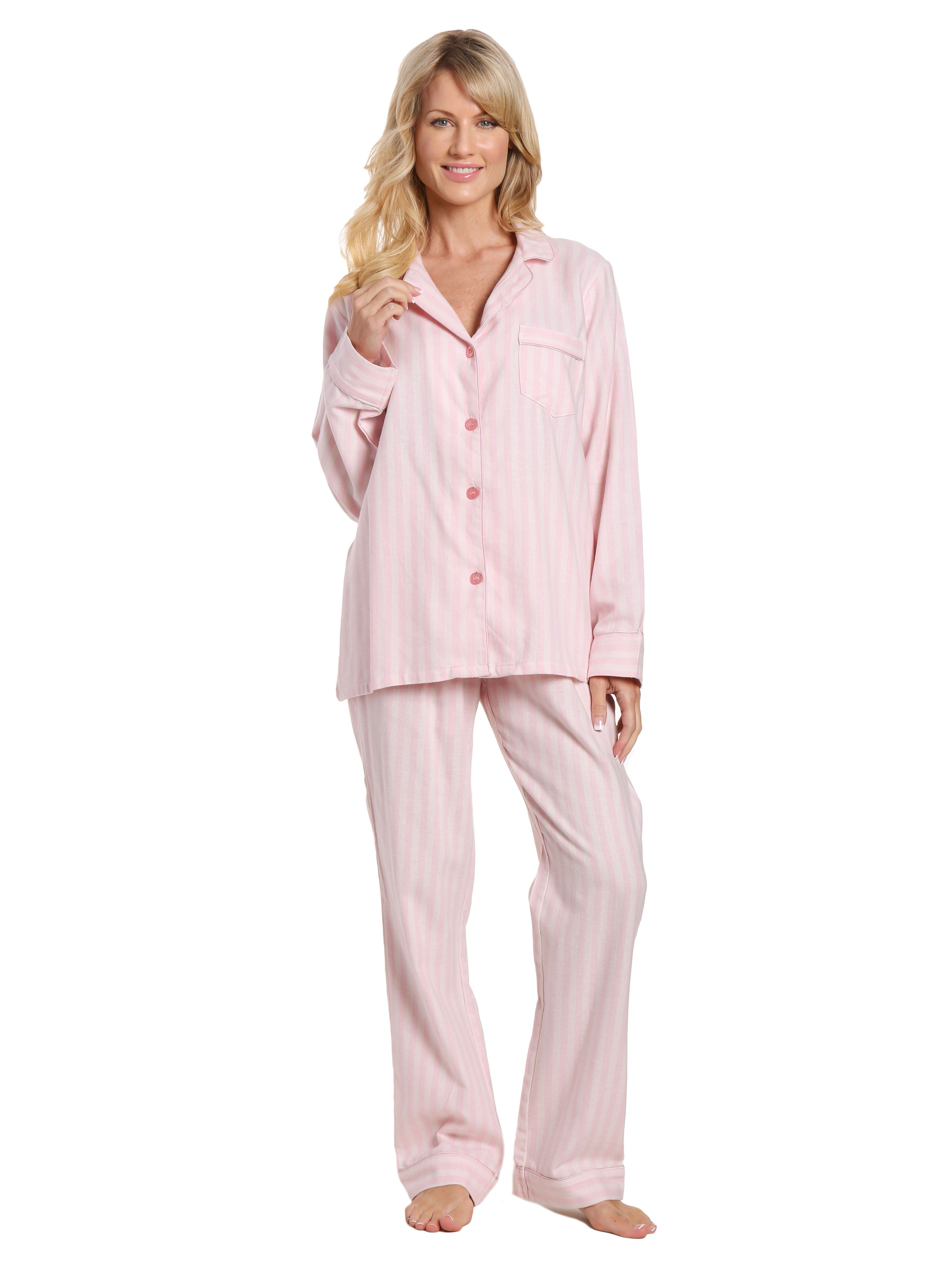 Womens 100 Cotton Lightweight Flannel Pajama Sleepwear Set Noble Mount womens-100-cotton-lightweight-flannel-pajama-sleepwear-set-noble-mount
