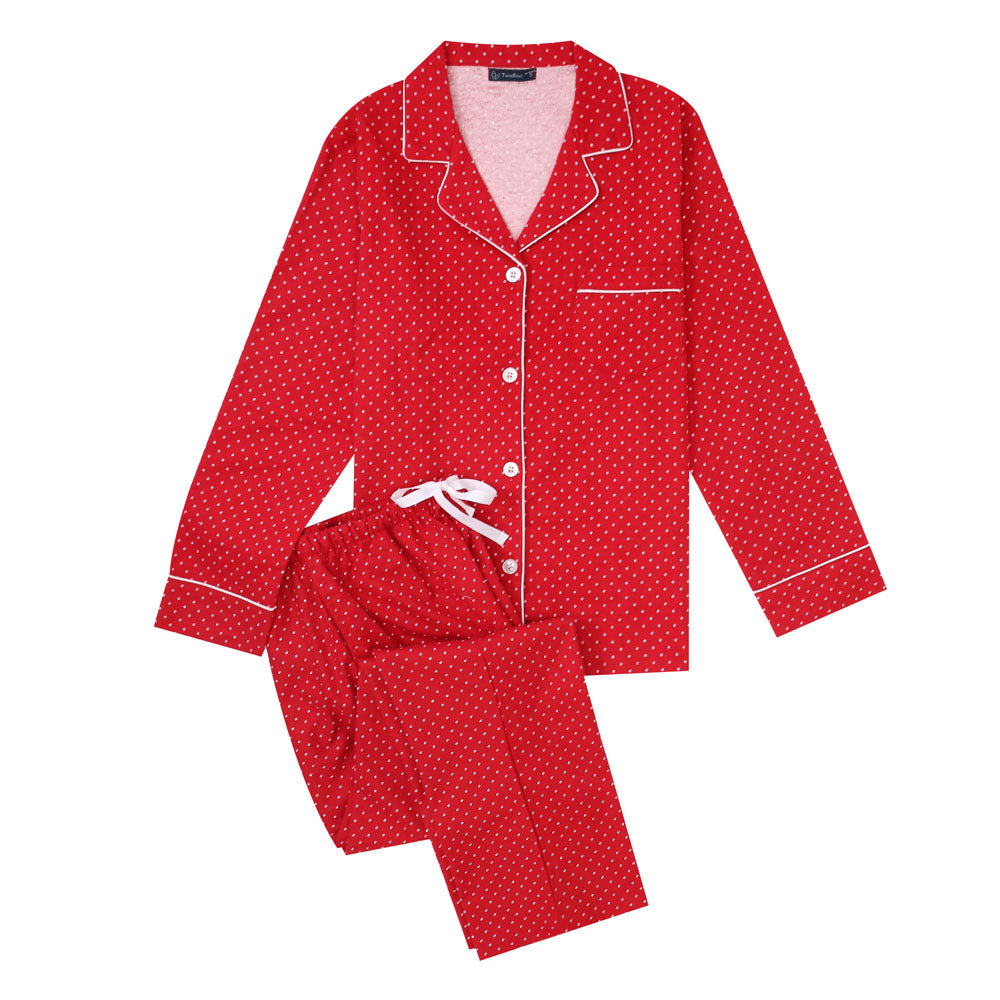 Womens 100% Cotton Lightweight Flannel Pajama Sleepwear Set